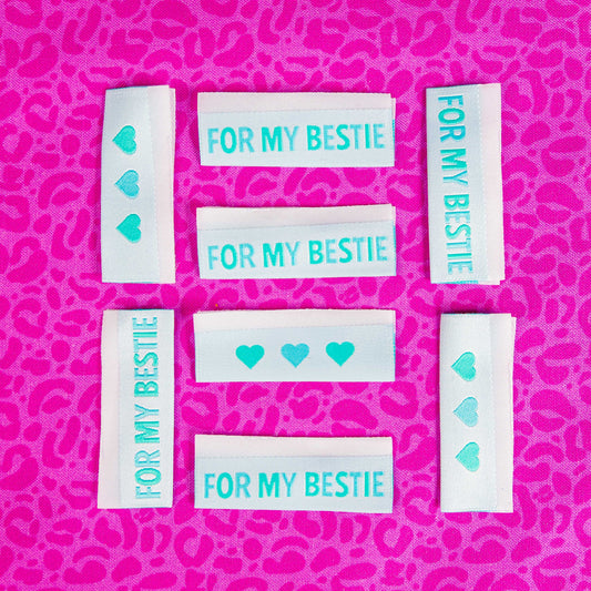 For My Bestie in Aqua - Woven Sewing Labels by LollyTags