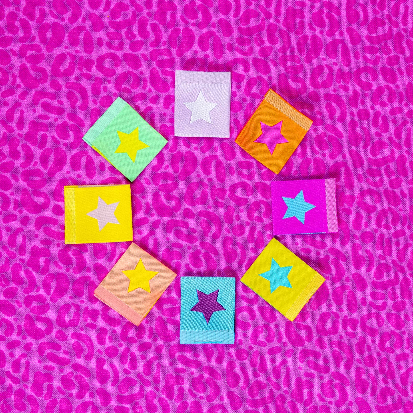 Neon Stars - Woven Sewing Labels by LollyTags