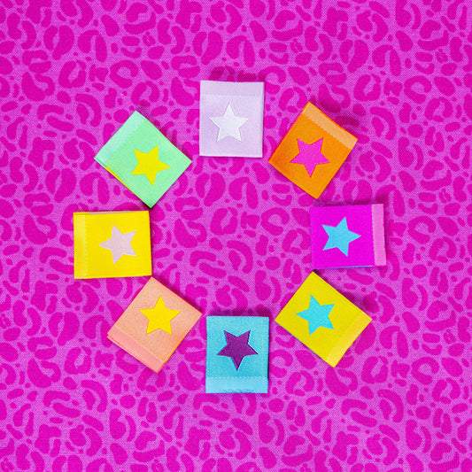 Neon Stars - Woven Sewing Labels by LollyTags