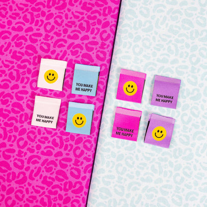 Happy Faces - Variety Set - Woven Sewing Labels by LollyTags