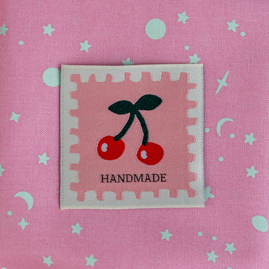 Handmade Cherry Pink Woven Labels by Minki Kim