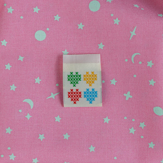 Heart Stitch Folded Woven Labels by Minki Kim