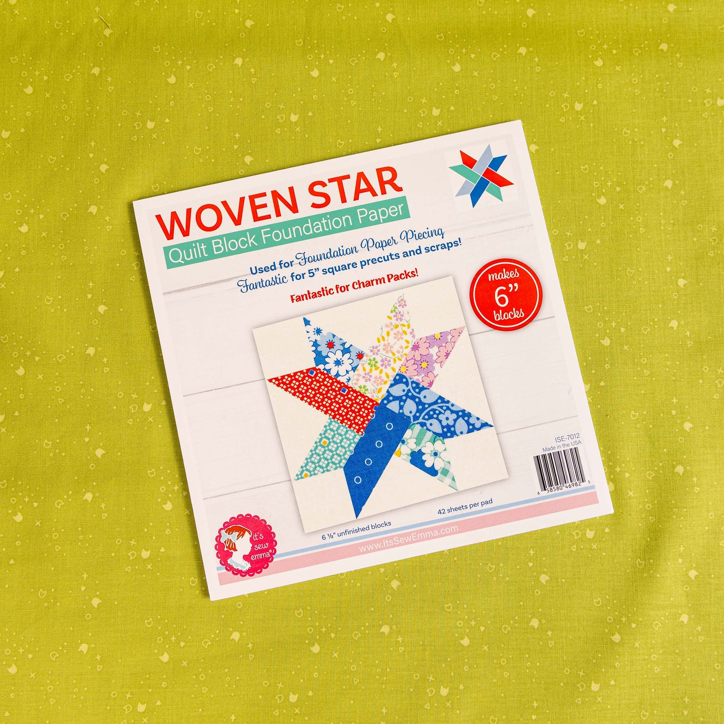 6" Woven Star Quilt Block Foundation Paper