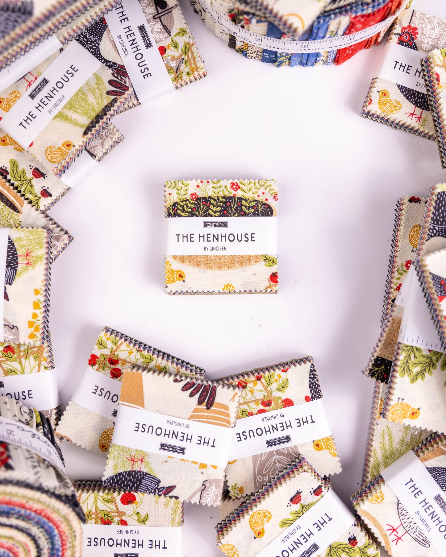 The Henhouse Mini Charm 48430MC Precut by Gingiber for Moda