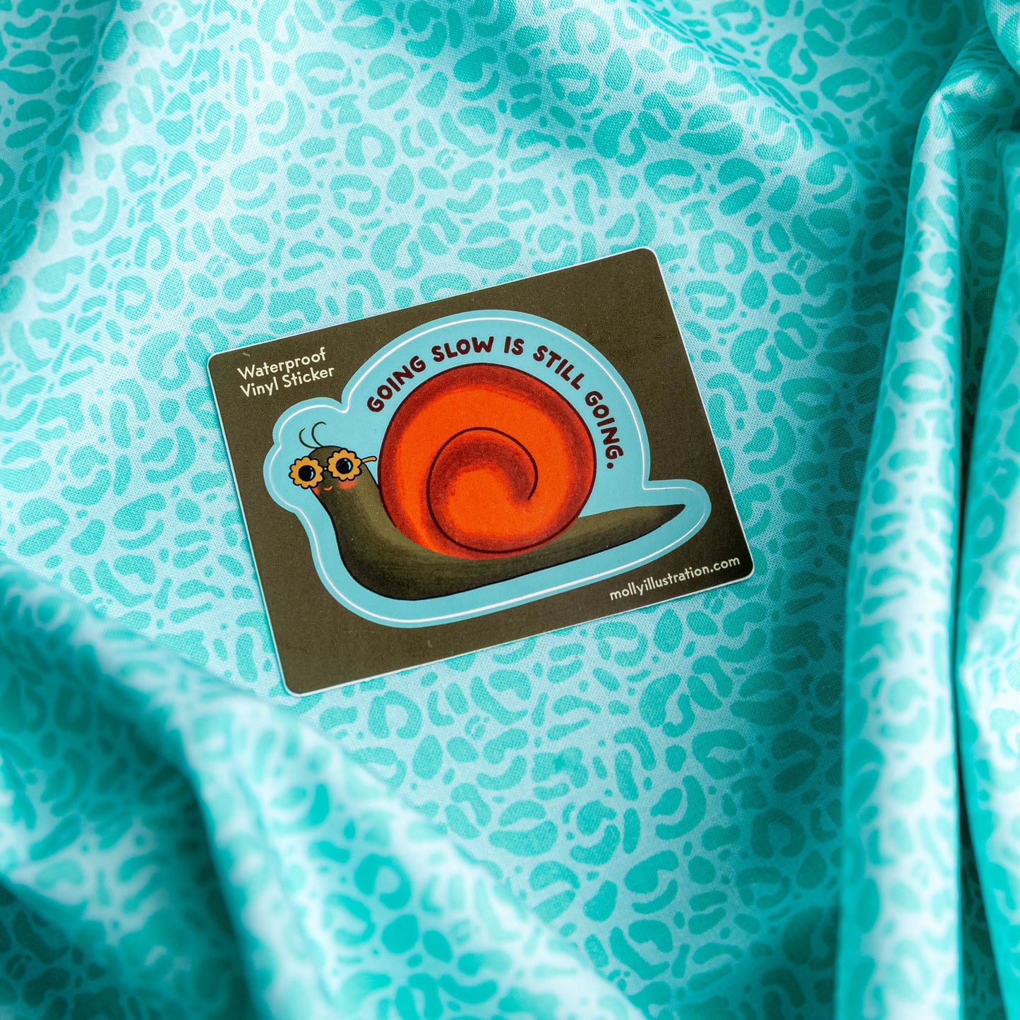 Going Slow Snail Waterproof Vinyl Sticker by Molly Illustration