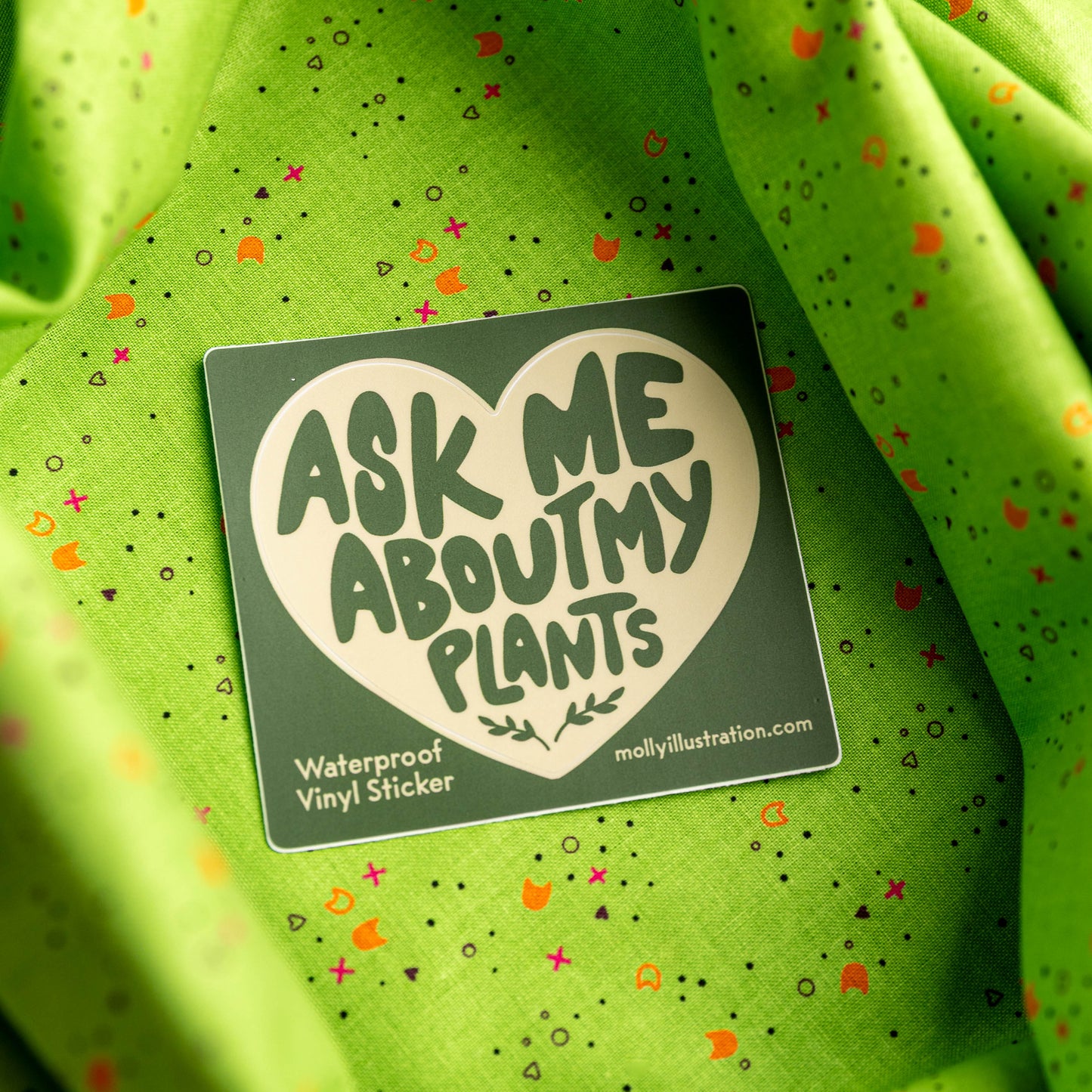 Ask Me About My Plants Waterproof Vinyl Sticker by Molly Illustration