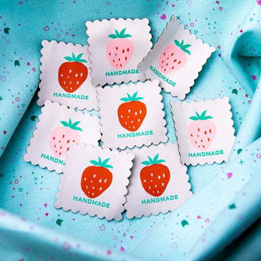 Scalloped Strawberry Woven Labels by Minki Kim