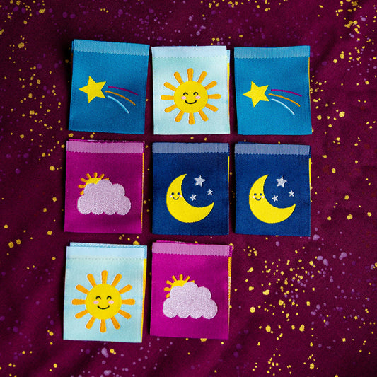 Cute Sun and Moon - Woven Sewing Labels by LollyTags