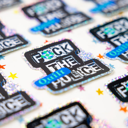 Fuck the Quilt Police Sticker (Blue) - Sewing Box