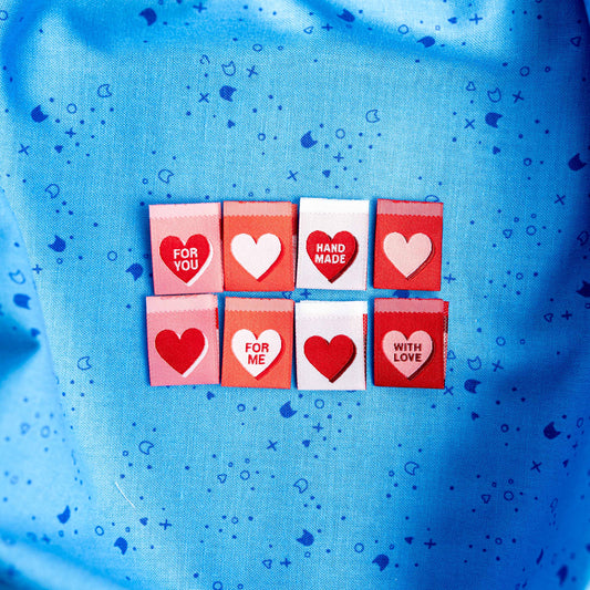 Valentines Red Candy Woven Labels by Sarah Hearts