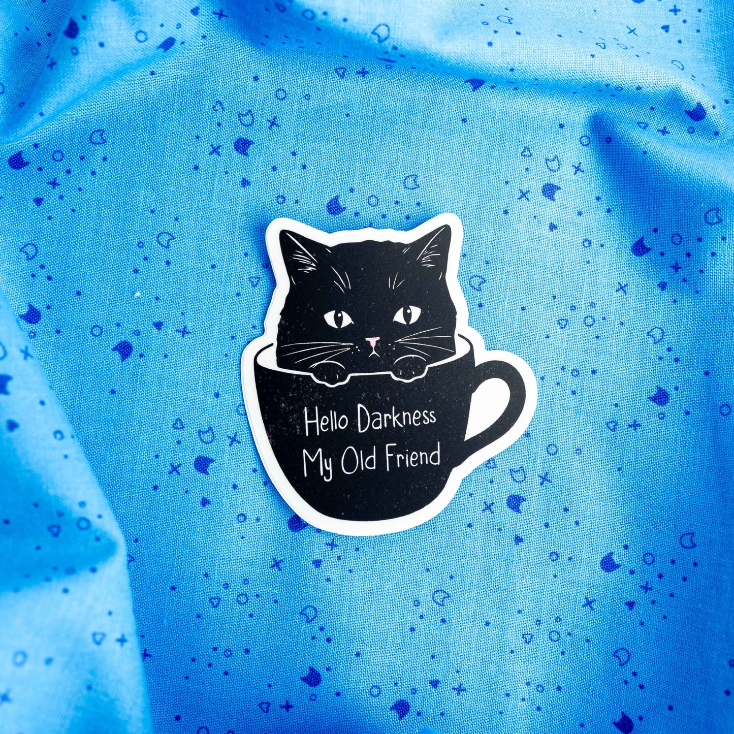 Hello Darkness Cat- Sticker by Yarnival