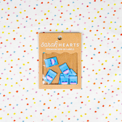 Trans Flag Heart Woven Labels by Sarah Hearts