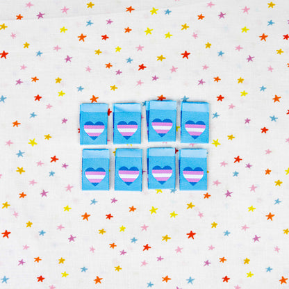 Trans Flag Heart Woven Labels by Sarah Hearts