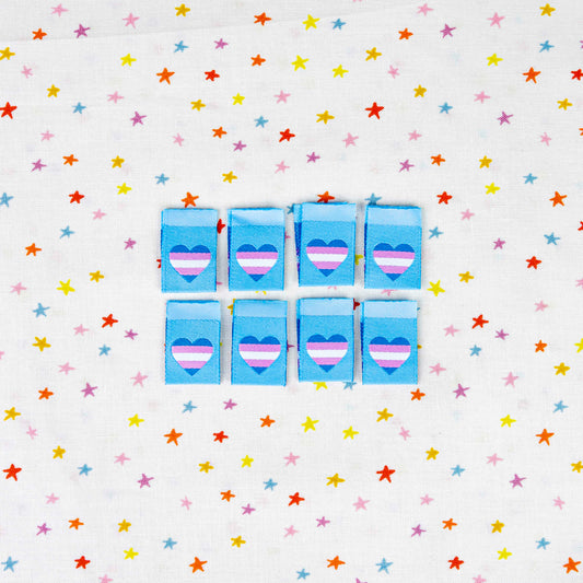Trans Flag Heart Woven Labels by Sarah Hearts