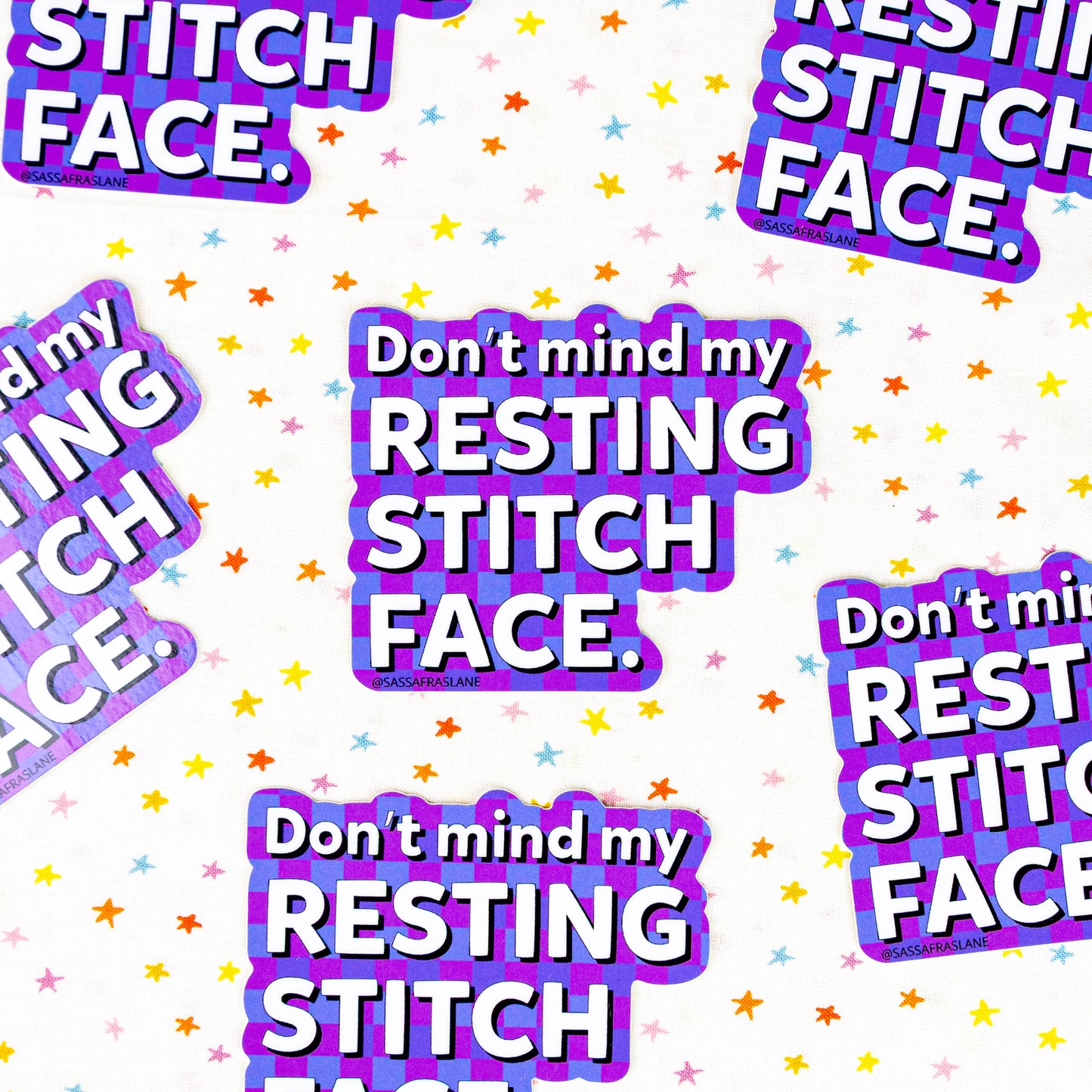 Resting Stitch Face Sticker by Sassafras Lane