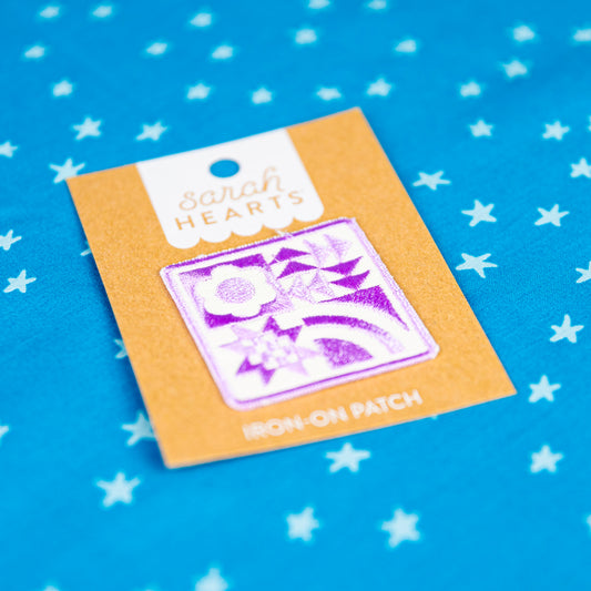 Lavender Quilt Block Iron-On Patch - Sarah Hearts