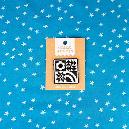 Black Quilt Block Iron-On Patch - Sarah Hearts