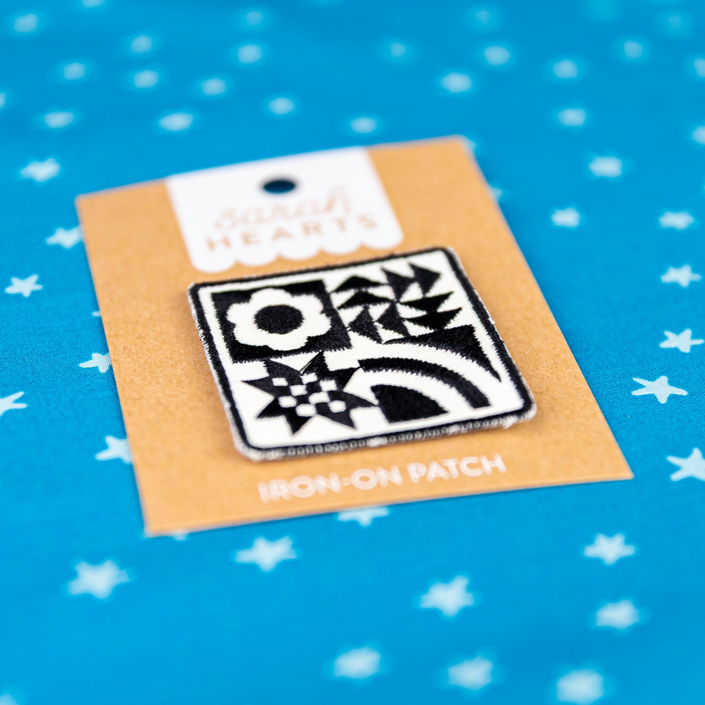 Black Quilt Block Iron-On Patch - Sarah Hearts