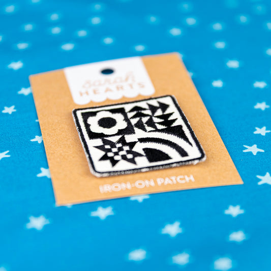 Black Quilt Block Iron-On Patch - Sarah Hearts