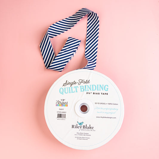 Single Fold Bias Binding by Riley Blake Navy Stripe