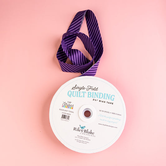 Single Fold Bias Binding by Riley Blake Eggplant Tonal Stripes