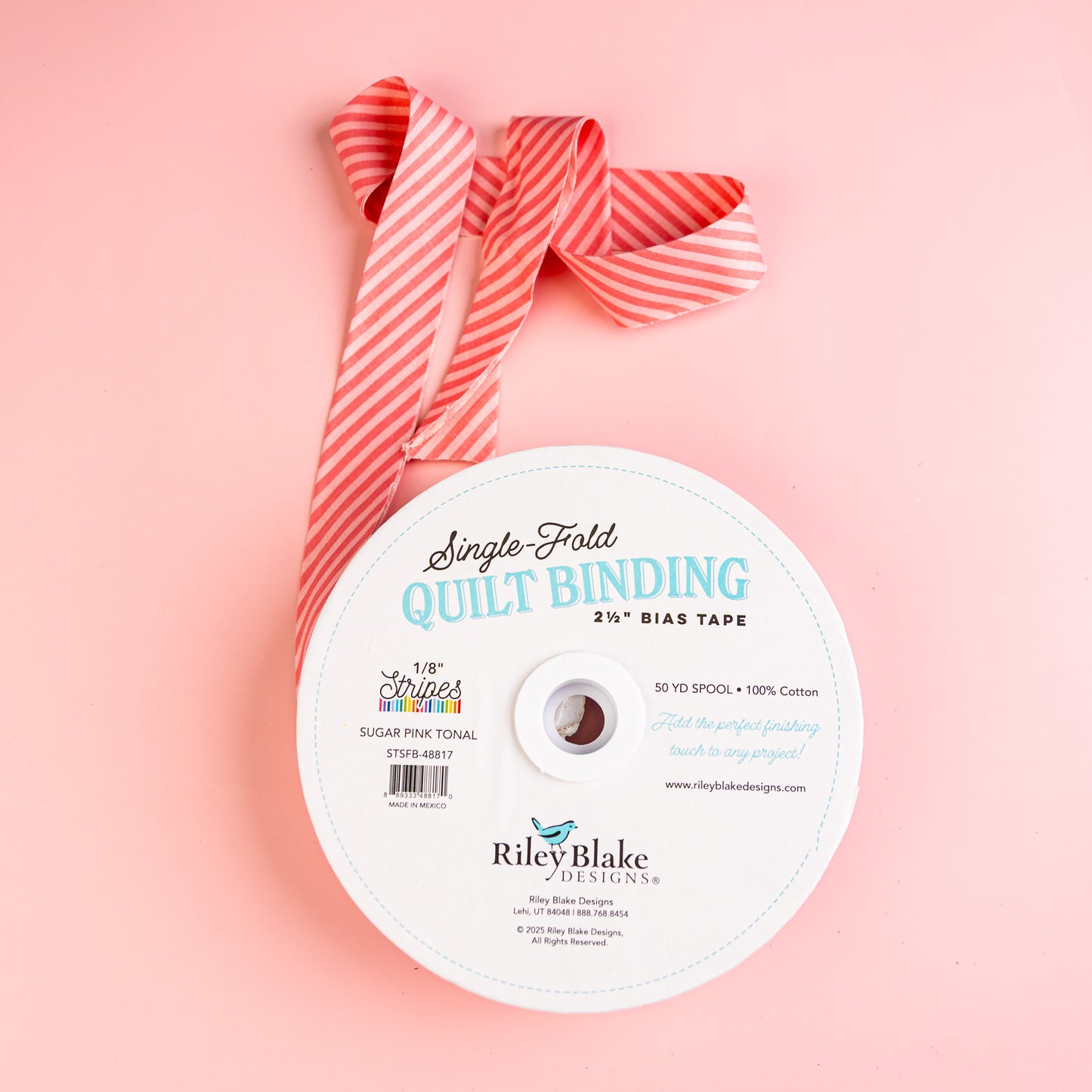 Single Fold Bias Binding by Riley Blake Sugar Pink Tonal