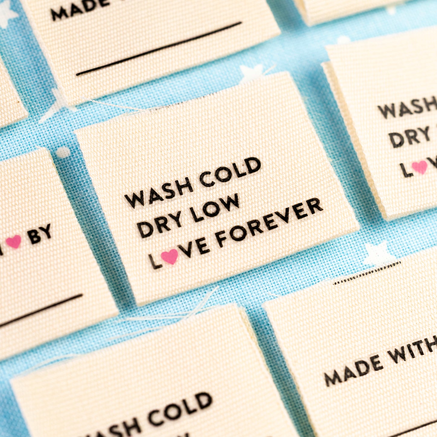 Wash Cold Dry Low Organic Cotton Labels by Sarah Hearts