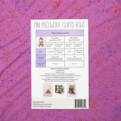 Mini Patchwork Quilted Bow Paper Pattern by Brooklyn Dawn