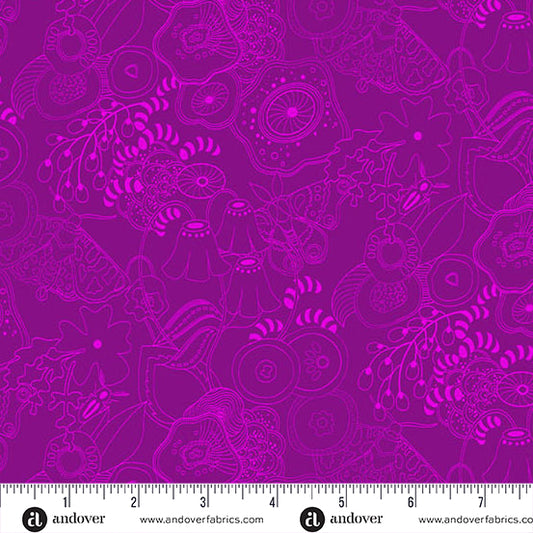 Color Camp Bloom Tangle Dark Amethyst by Alison Glass for Andover A-10420-P
