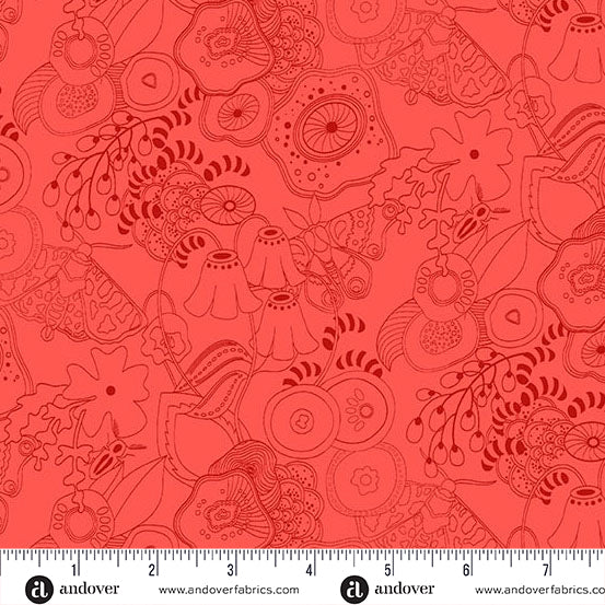 Color Camp Sun Tangle Poppy by Alison Glass for Andover A-10420-R
