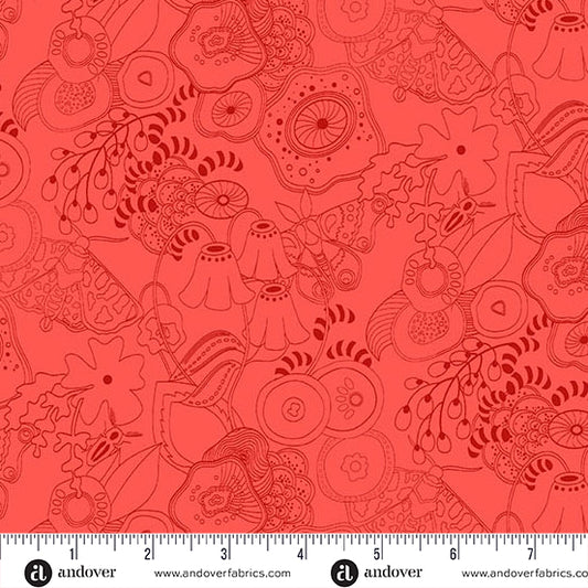 Color Camp Sun Tangle Poppy by Alison Glass for Andover A-10420-R