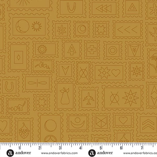 Color Camp Sun Postcard Muted Marigold by Alison Glass for Andover A-10424-N