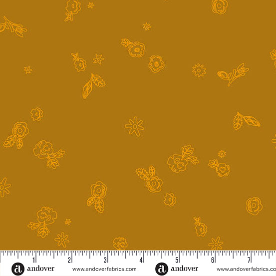 Color Camp Sun Sprig Dark Marigold by Alison Glass for Andover A-10425-O