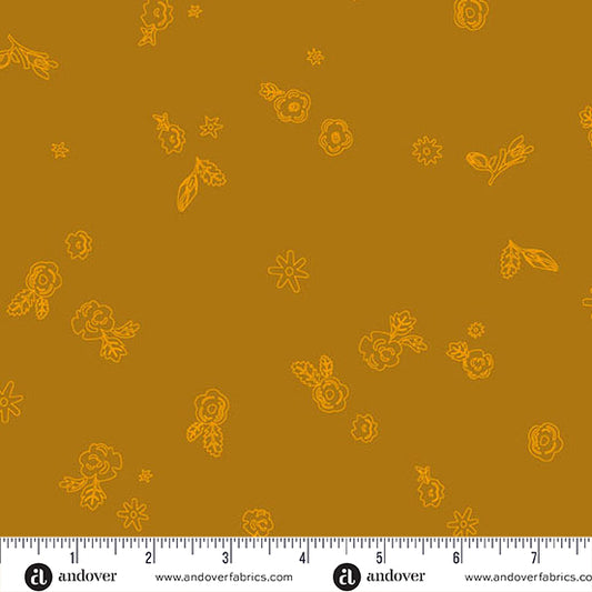 Color Camp Sun Sprig Dark Marigold by Alison Glass for Andover A-10425-O