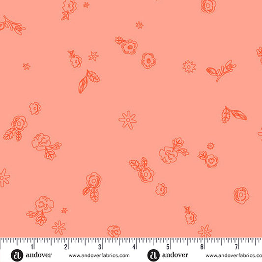 Color Camp Sun Sprig Light Poppy by Alison Glass for Andover A-10425-R