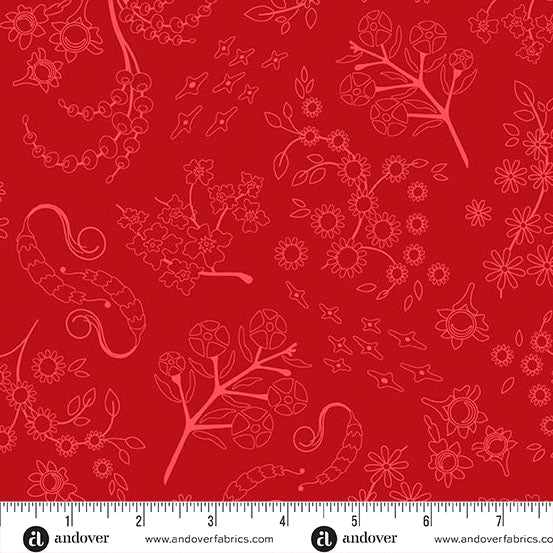 Color Camp Sun Nestled Dark Ruby by Alison Glass for Andover A-10427-R