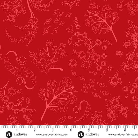Color Camp Sun Nestled Dark Ruby by Alison Glass for Andover A-10427-R