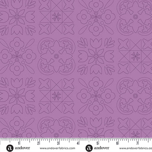 Color Camp Bloom Bandana Muted Amethyst by Alison Glass for Andover A-10428-P