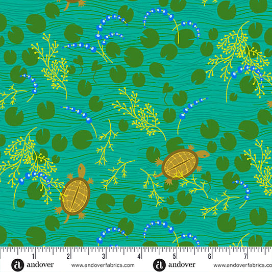 Menagerie Turtle Teal by Alison Glass for Andover A-10628-G