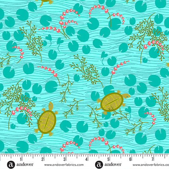 Menagerie Turtle Light Aqua by Alison Glass for Andover A-10628-T