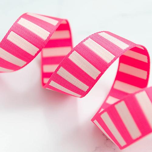 1.5" Bold Stripe Web Neon Pink Webbing by Stitch Supply Co