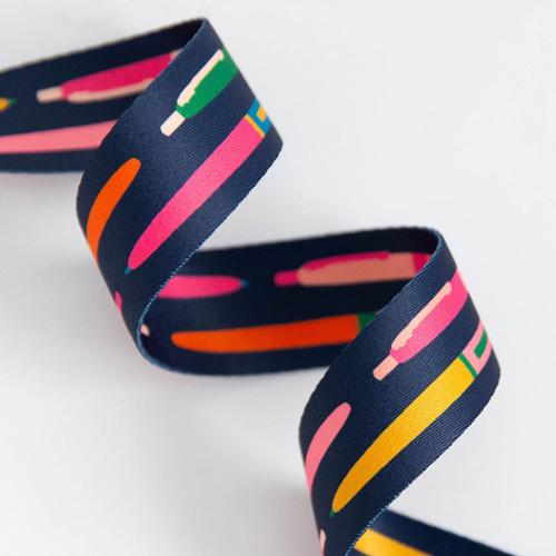 1.5" Pens In Navy Webbing by Melody Miller for Stitch Supply