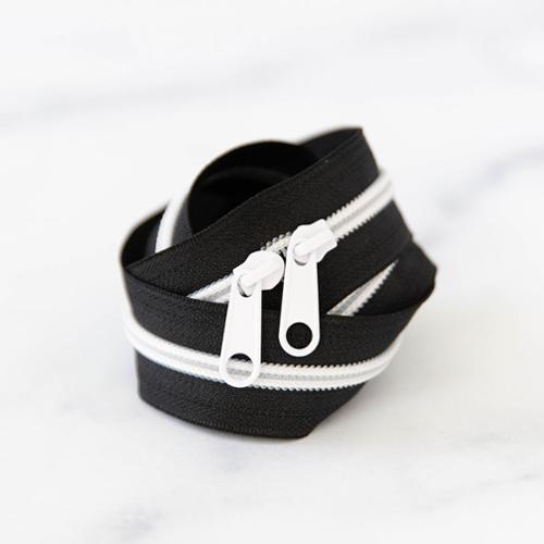 30" Zipper Black and White SSCZ31 by Stitch Supply