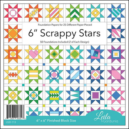 6" Scrappy Stars Foundation Paper Pad by Leila Gardunia Design