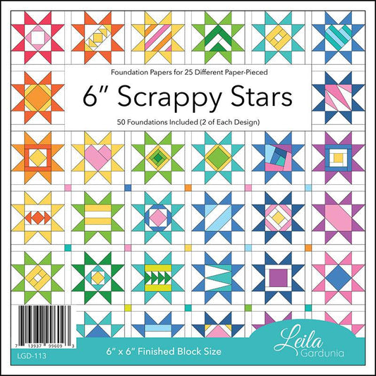 6" Scrappy Stars Foundation Paper Pad by Leila Gardunia Design