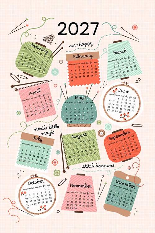 2027 Calendar Tea Towel by Elena Amo for Moda
