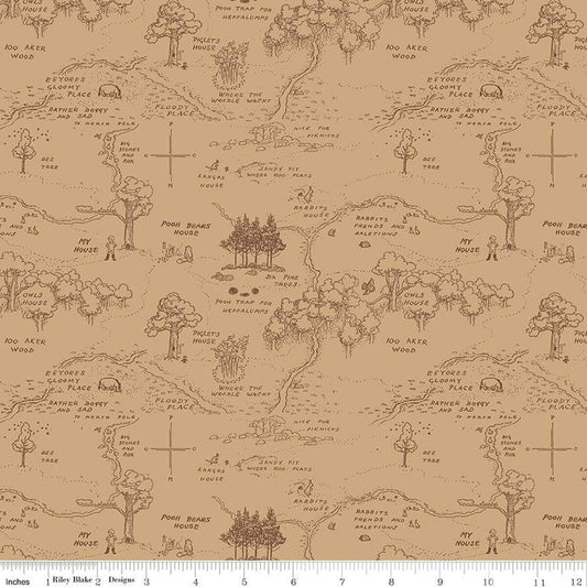 Winnie the Pooh Map Brown - by Echo Park Paper Co. for Riley Blake