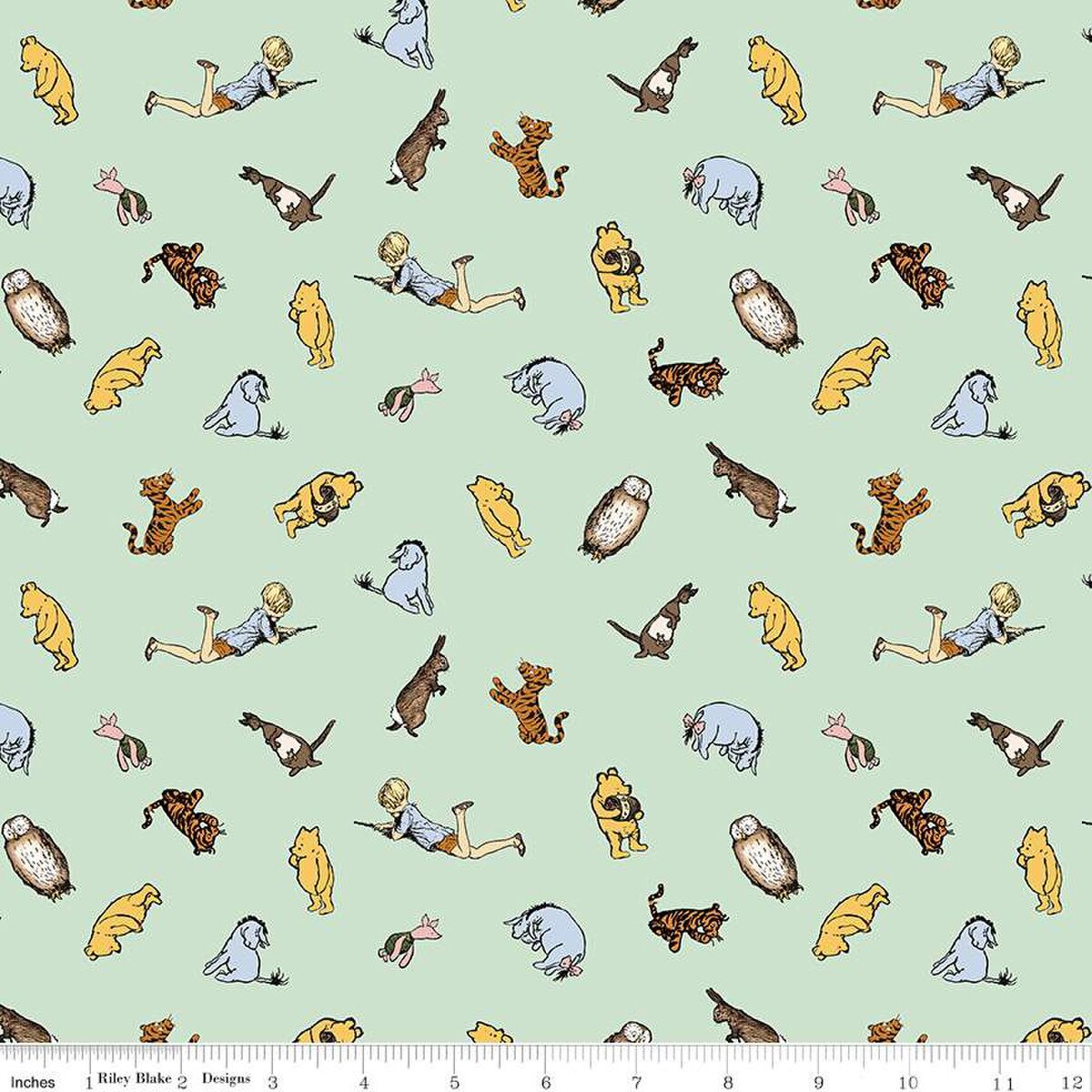 Winnie the Pooh Characters Green - by Echo Park Paper Co. for Riley Blake