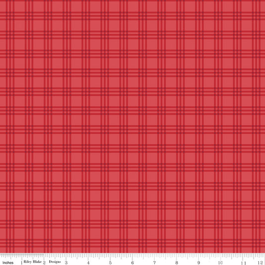 Winnie The Pooh Christmas Plaid for Riley Blake C19575-RED