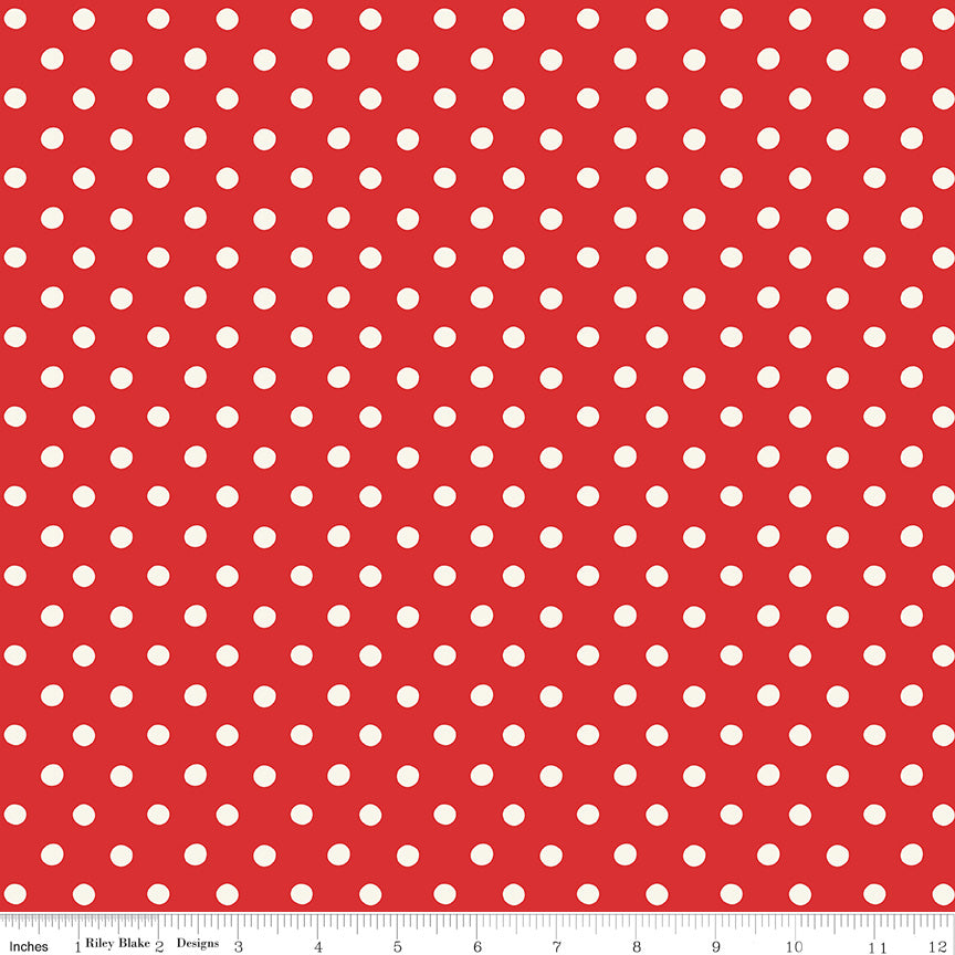 Make Merry Button Spots by Cath Kidston for Riley Blake C19599-Red